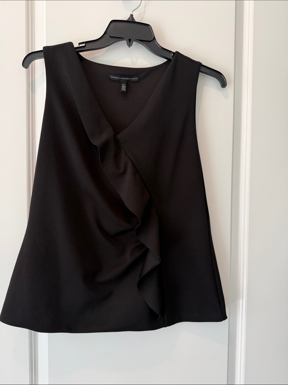 White House Black Market Black Ruffle-Front Sleeveless Camisole